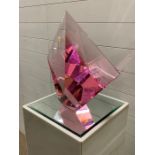 Jan-Joop Ruisch Optical Glass Pink Diamond sculpture on plinth (diamond H46cm W42cm plinth H100cm