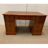 An oak pedestal desk (H68cm W118cm D60cm)