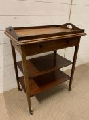 A three tier mahogany hostess trolley with butlers tray to top