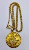 A 9ct gold chain and Oriental dragon themed pendant (5.9g)