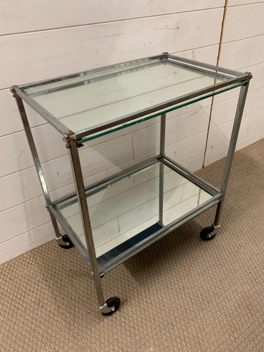 A metal and mirrored industrial style trolley (H63cm W51cm D34cm) - Image 2 of 3