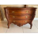 Three drawer chest of drawers with carved details (H78cm W107cm D50cm)