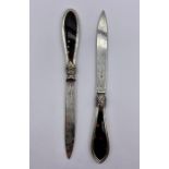 Two ornate silver and tortoiseshell knives by Joseph Rogers & Sons, hallmarked for Sheffield 1865.