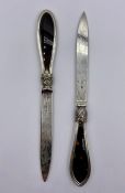 Two ornate silver and tortoiseshell knives by Joseph Rogers & Sons, hallmarked for Sheffield 1865.