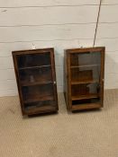 A pair of small wall hanging display cases (H56cm W32cm D14cm)