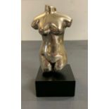 A female short torso sculpture on base signed and numbered (H17cm W7cm)