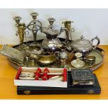 A Large volume of silver plated items