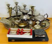 A Large volume of silver plated items