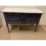 A painted wash stand with marble top (H76cm W109cm D47cm)