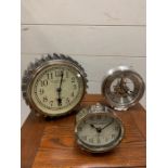 A selection of three small clocks