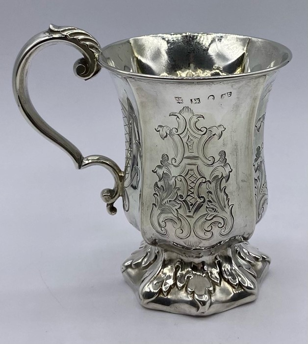 A silver engraved tankard, engraving dated 1845, with indistinct Victorian hallmark. Makers mark for - Image 3 of 6