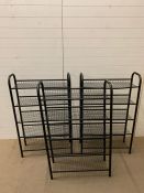 Three wire racking shelving units (H123cm W76cm D28cm)