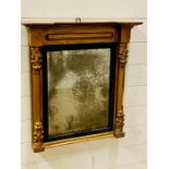 A George IV style gilt framed wall mirror with spilt column side pilasters and fixed mirror (65cm