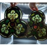 Two antique stained glass panel, depicting passion flowers, made by Heaton Butler and Blayne and