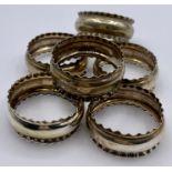 A set of six, hallmarked silver napkin rings (35g)