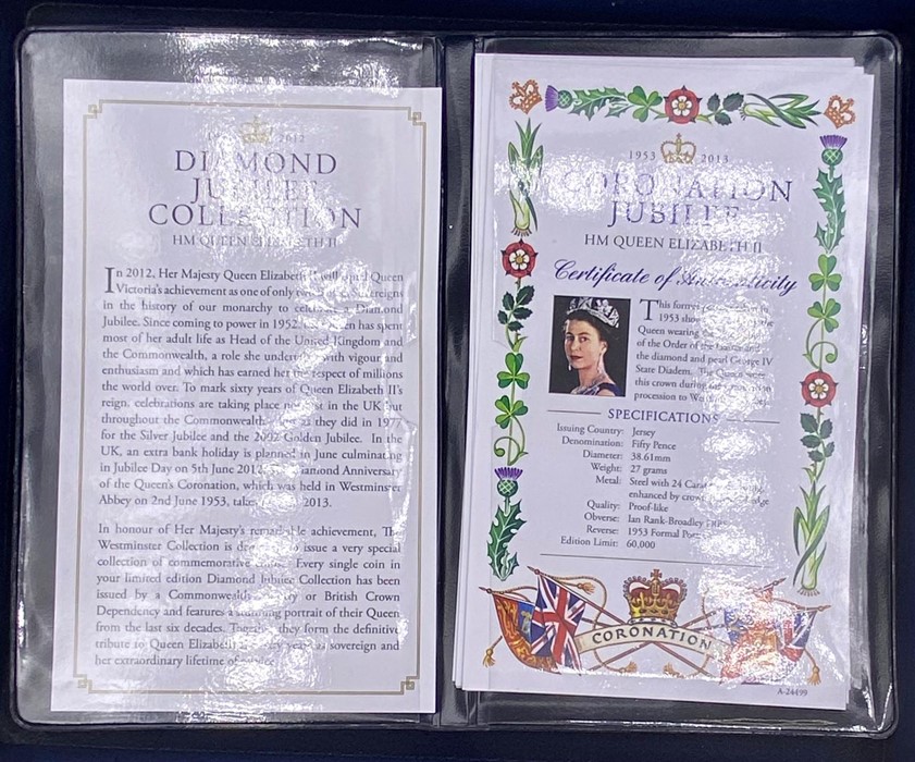 A Boxed Set of Queens Diamond Jubilee collector coins by Westminster mint in box with certificates. - Image 2 of 3