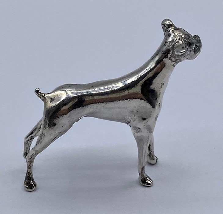 A white metal figure of a Boxer Dog - Image 4 of 5