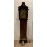 A long case clock with brass dial and with a pagoda top by James Robinson London