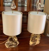 A pair of rock crystal style lamps