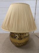 A brass table lamp