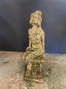 A small statue of a lady sitting on a base (H40cm)