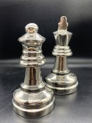 A pair of chrome chess piece bookends (H22cm W12cm)