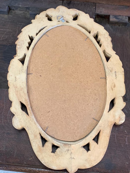 A small carved wooden framed mirror (46cm x 30cm) - Image 3 of 3