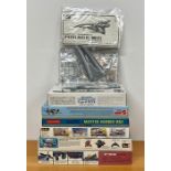 A selection of six boxed aircraft model kits to include, Martin Bomber MB2, Hawker Hurricane,