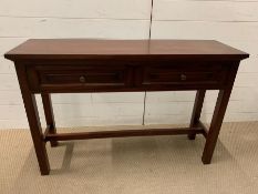 A mahogany console table with two drawers (H77cm W115cm D35cm)