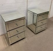 A pair of mirrored bedside AF (one has crack under handle)