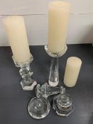 Two cut glass candle holders (one AF)