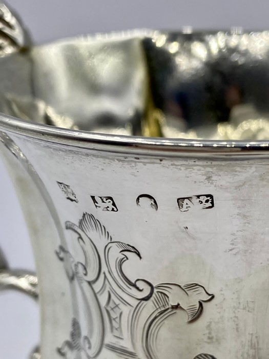 A silver engraved tankard, engraving dated 1845, with indistinct Victorian hallmark. Makers mark for - Image 6 of 6