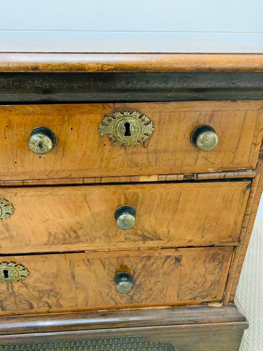 A walnut chest of two over two drawers on a bracket feet base (H72cm W98cm D54cm) - Image 5 of 5