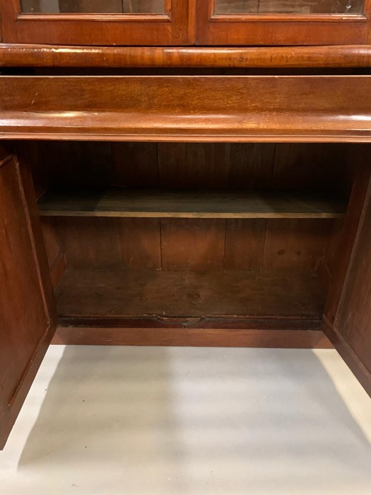 A mahogany glazed bookcase with drawer and cupboard under (H206cm W103cm D39cm) - Image 3 of 5