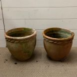Two terracotta garden pots (H28cm Dia30cm)