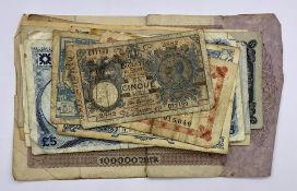 A selection of various International and UK bank notes