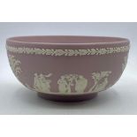 A vintage wedgwood style jasper ware 'lilac' bowl, stamped (9.5x20 cm).