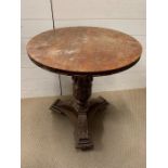 A mahogany side table with carved centre support (H69cm Dia60cm)