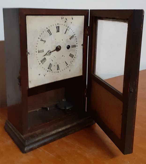 A 19th century desk clock on wood and glass painting, (24.5x15x9.5 cm). - Image 2 of 3