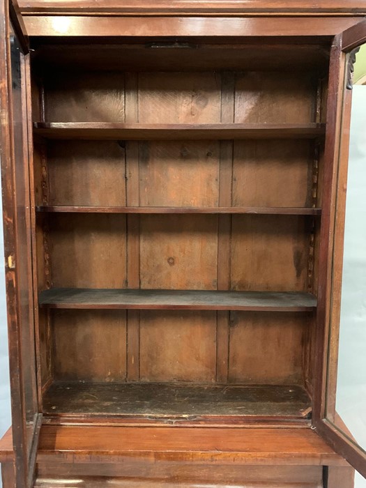 A mahogany glazed bookcase with drawer and cupboard under (H206cm W103cm D39cm) - Image 5 of 5