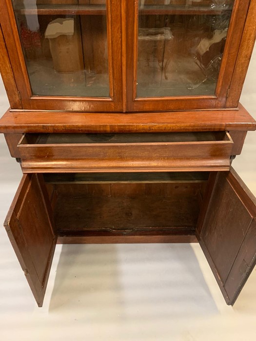 A mahogany glazed bookcase with drawer and cupboard under (H206cm W103cm D39cm) - Image 2 of 5