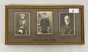 WWI framed picture of Kitchener, Jellicoe and French