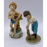 Two hand painted figures including one "Childhood Memories" by Royal Osborne