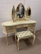 A dressing table with a stool and a dressing table mirror (H74cm W130cm D50cm)