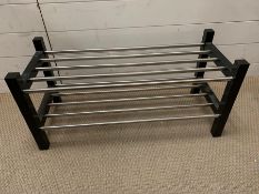 A metal shoe rack