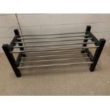 A metal shoe rack