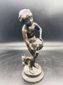 After Auguste Moreau (1834-1917) French, 'River allegory', signed, a dark patina bronze, (19.5 cm).