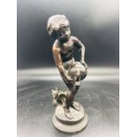 After Auguste Moreau (1834-1917) French, 'River allegory', signed, a dark patina bronze, (19.5 cm).