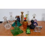 A collection of fifteen empty bottles of perfum (15.5 cm largest), (the Mosser Glass type with