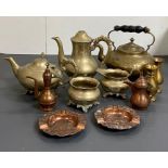 A small selection of copper and brass items